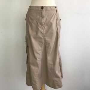 Denim 24/7 cotton khaki chino cargo Gorpcore lagenlook festival maxi skirt 22W